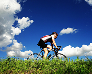 Man cycling in countryside