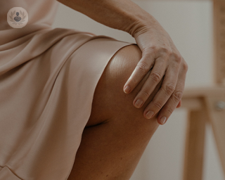 Close up image of a woman's knee