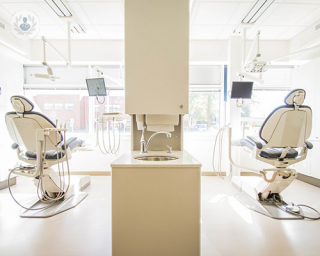A dentist's room with two chairs