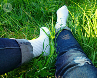 Legs in the grass