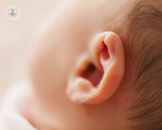 An image of a newborns ear
