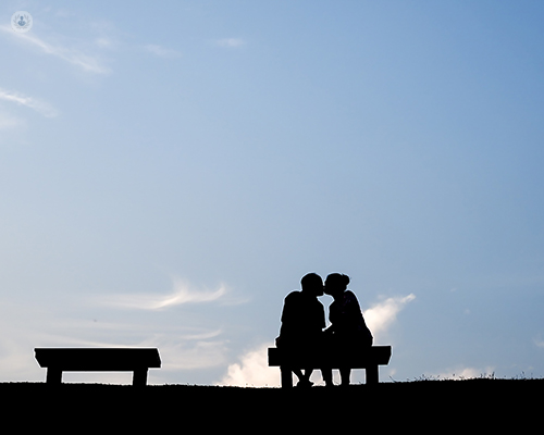 couple on a park bench