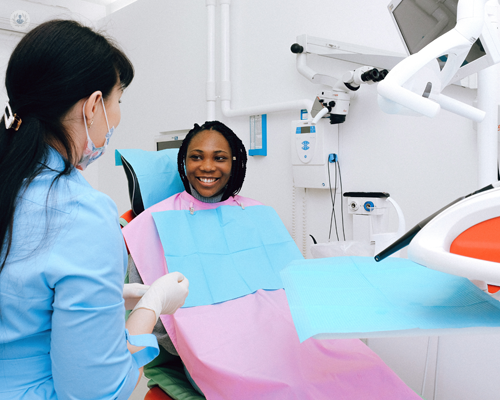 Women having endodontic treatment