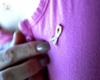 A breast cancer pin. 