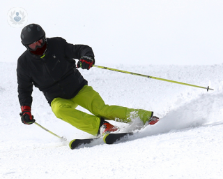 A young man skiing