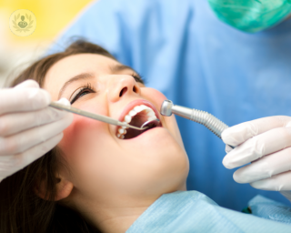 A woman undergoing root canal treatment. 