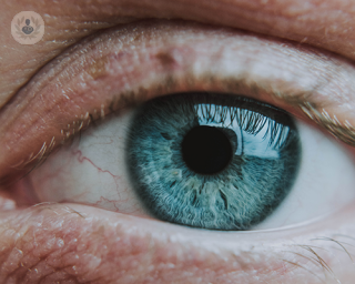 A closeup look of a blue eye
