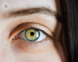 A close up of a woman's eye.
