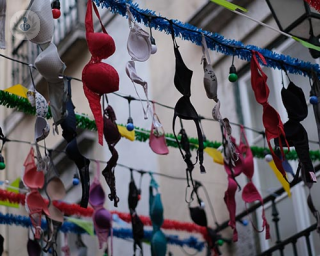 Bras on a washing line 