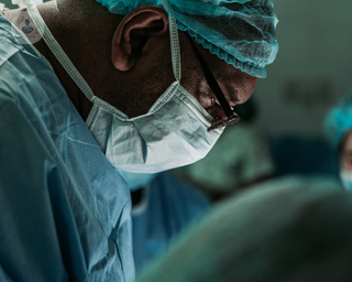 A surgeon during an operation