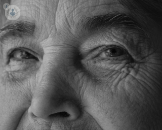 An elderly person's eyes.