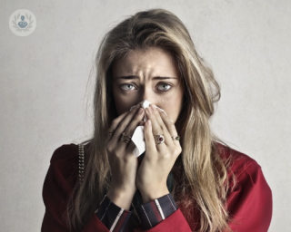A woman with sinusitis