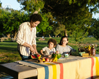 A family having a picnic.