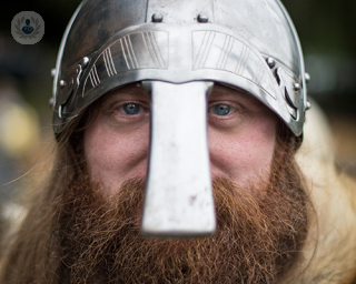 Man in viking helmet