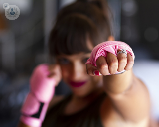 woman boxing training