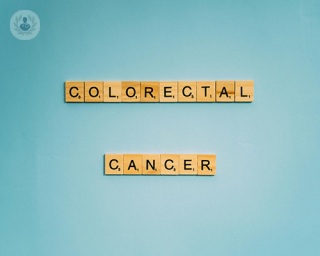 colorectal cancer on a blue background