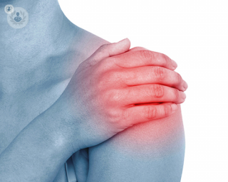 A person suffering from a rotator cuff injury.