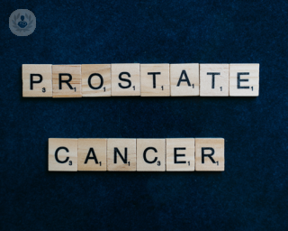 A picture of tiles spelling out prostate cancer