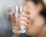 Glass of water used with laxative for colonoscopy preparation