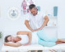 Woman receiving physiotherapy on her hip