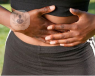 a woman holding her stomach