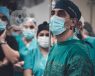 Surgeon undertaking hernia surgery