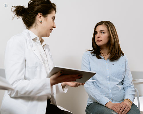 Woman talking to the doctor