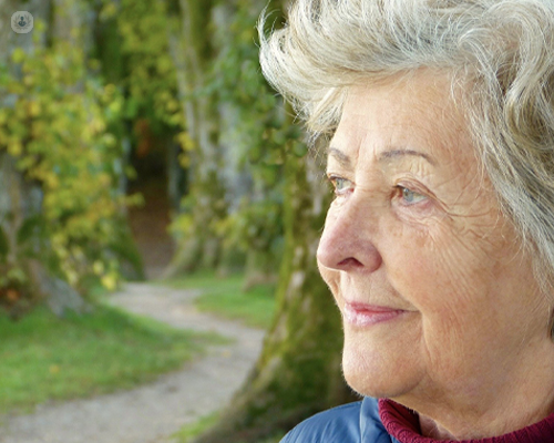 Older woman considering having a hip replacement