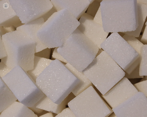 Close up of lots of sugar cubes