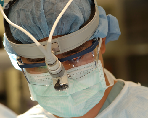 Surgeon performing fertility-sparing surgery